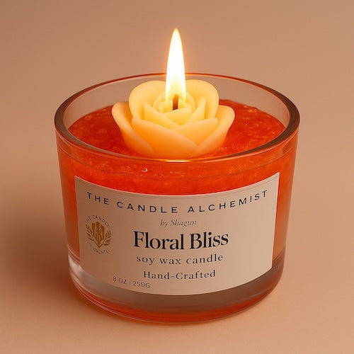 Handcrafted Soy Wax Candle with Rose Accent | The Candle Alchemist
