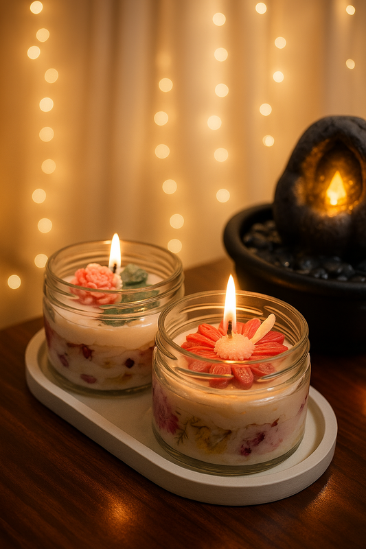 English Rose Glow – Floral Scented Candle Duo
