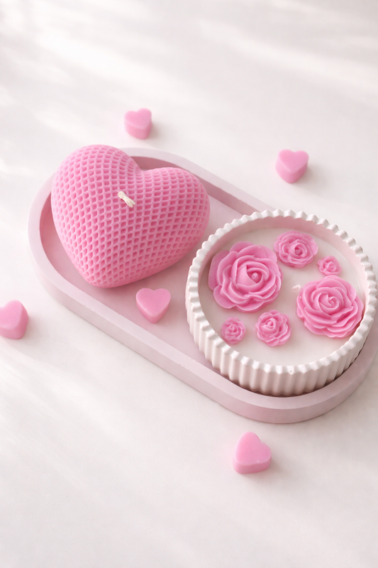 Blush Rose Heart – Luxury Soy Wax Candle Set