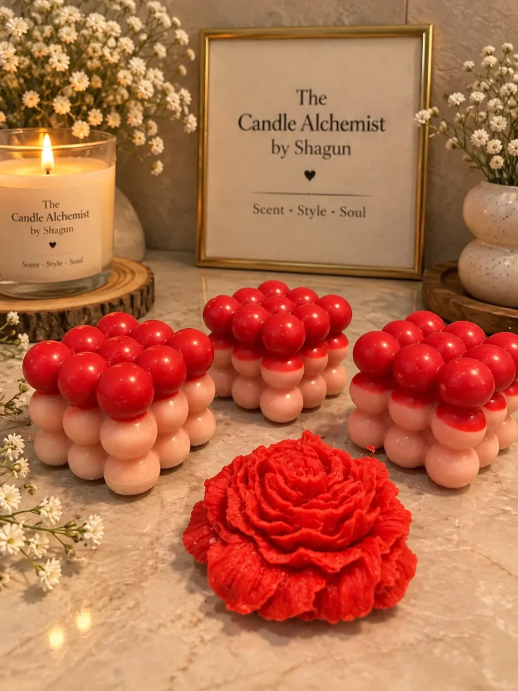 Berry Bloom Bubble Candle- bubble and rose candle set — Rose · Sea Salt · Jasmine