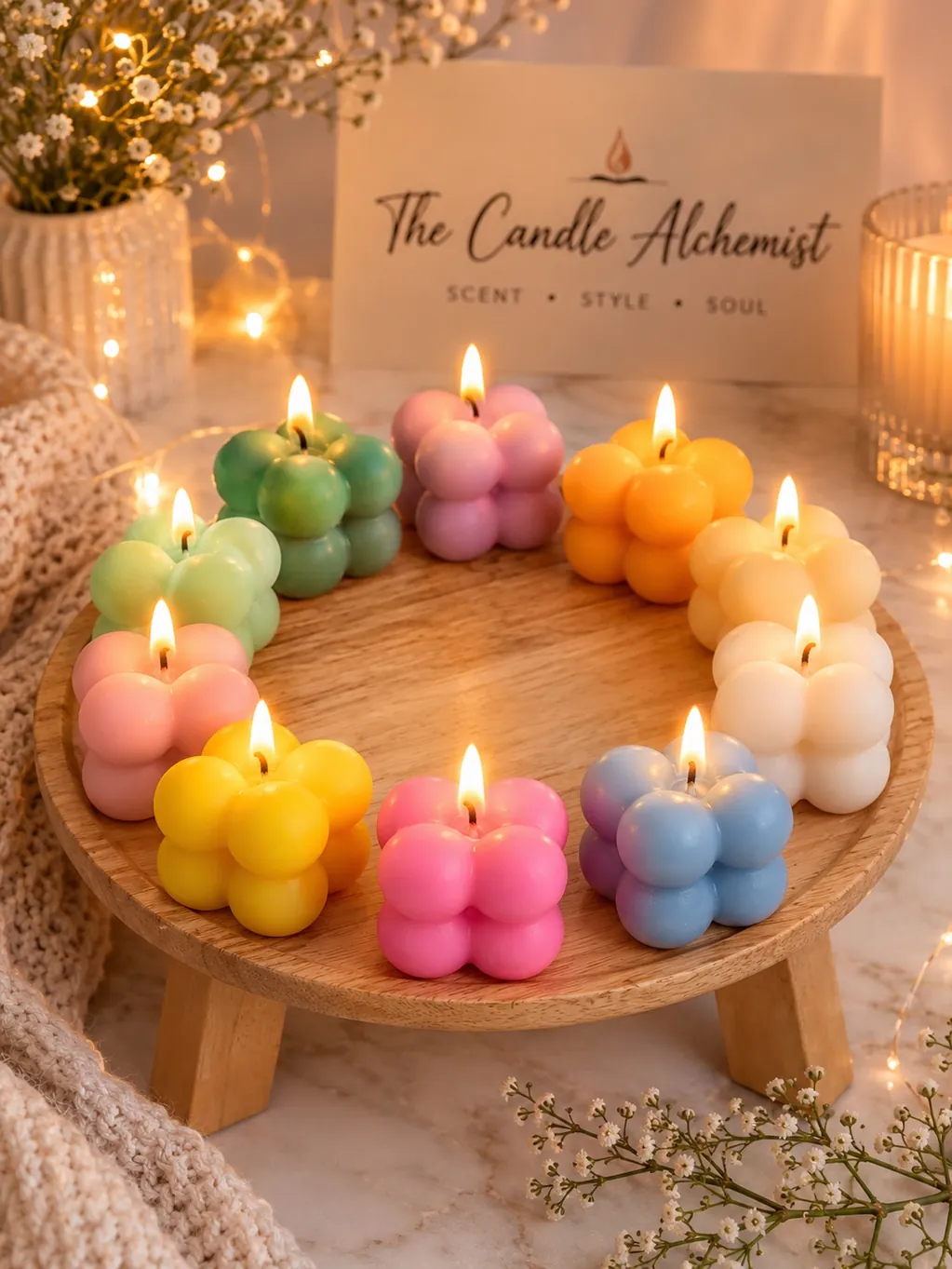 Bubble Cube Wreath — 4 fragrances- Lemongrass, Rose, Lavender,  Sandalwood 