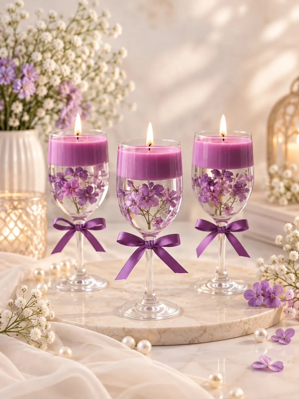 ÉLAN VIOLET Luxury Floral Gel & Soy Wax Candle — Oud · Blue Sage · Amber