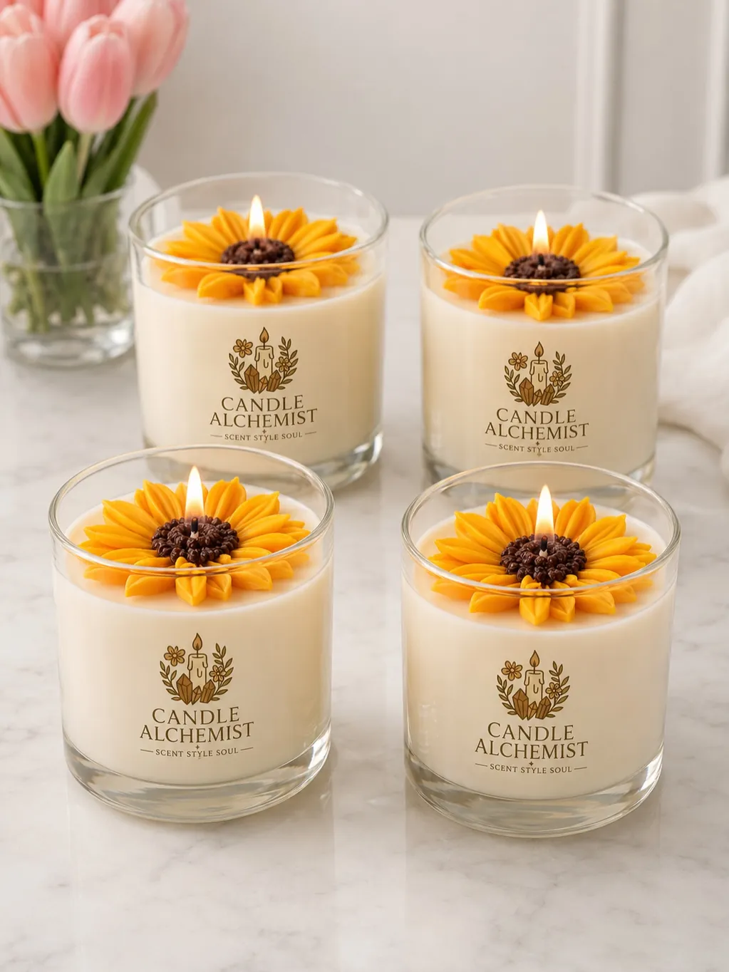 Sunflower Votives — Sunflower · Vanilla · Amber