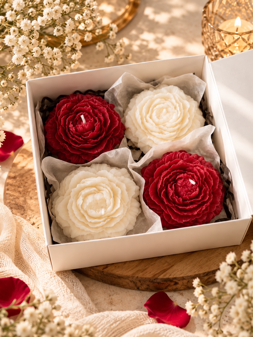 The Royal Bloom Candle Box (set of 4) — Lavender Rose